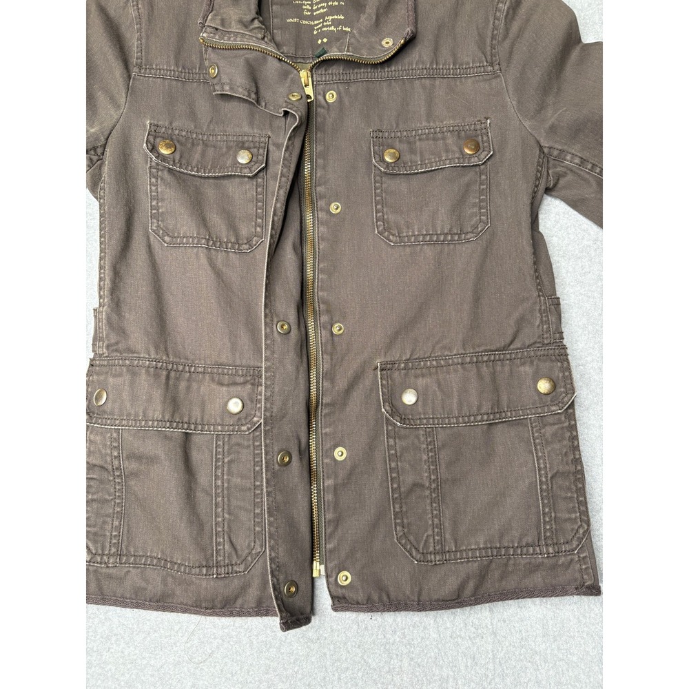 J.Crew Relaxed Boyfriend Field Jacket Brown Utility Cargo Coat Women XS - Picture 6 of 8
